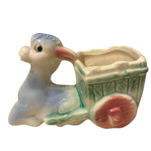 Vintage Mcm Donkey and Cart Planter/Vase- Pottery